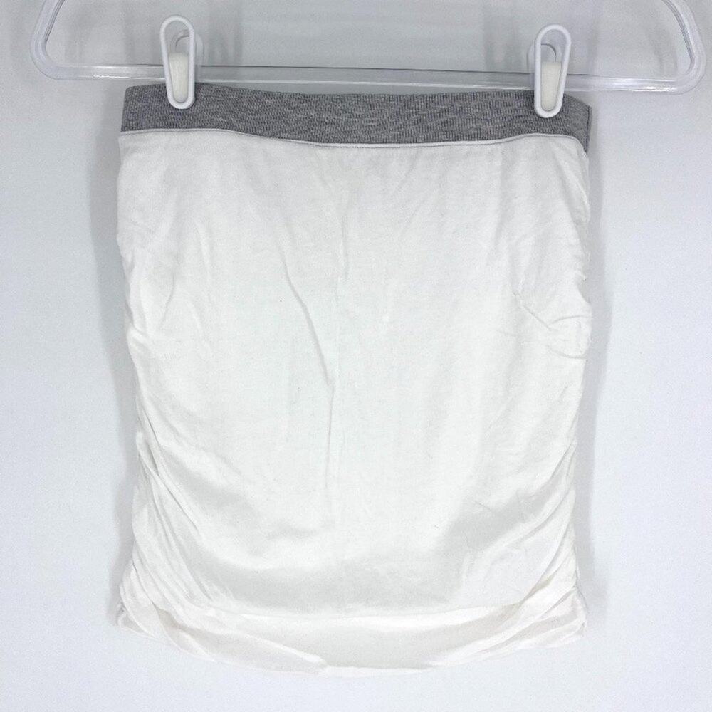 Splendid Supima Cotton White Ruched‎ Mini Skirt with Grey Waistband Size Small